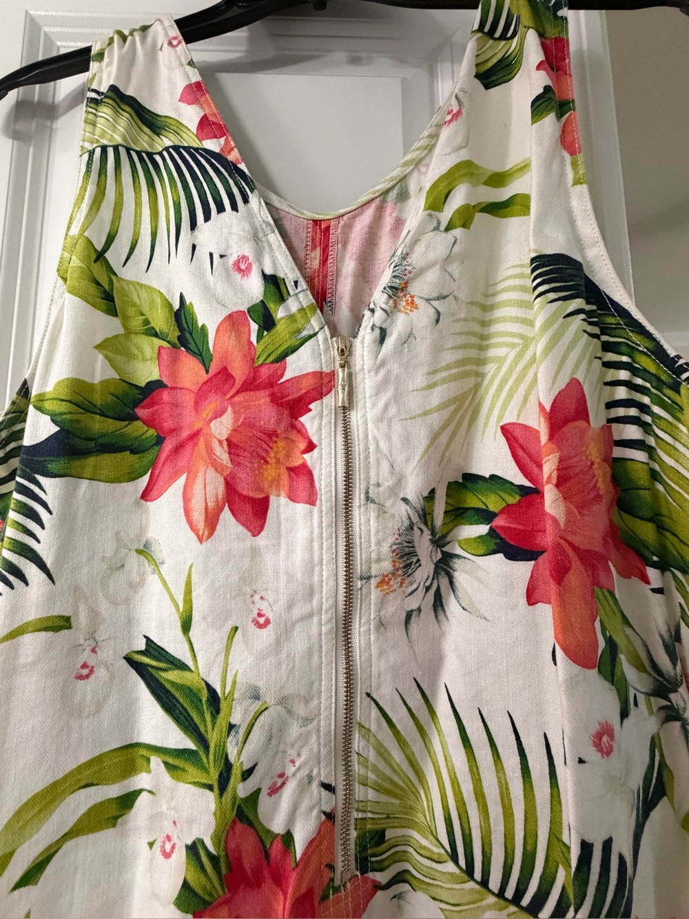 Tommy Bahama Sleeveless White Tropical Floral Midi Dress with Pink Flowers - Picture 2 of 4